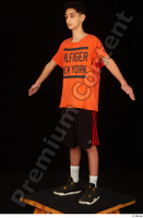  Danior black shorts black sneakers dressed orange t shirt shoes sports standing whole body 0010.jpg